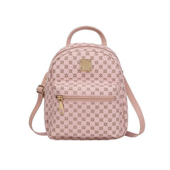 Geometric Pattern Zipper Backpack with Adjustable Strap