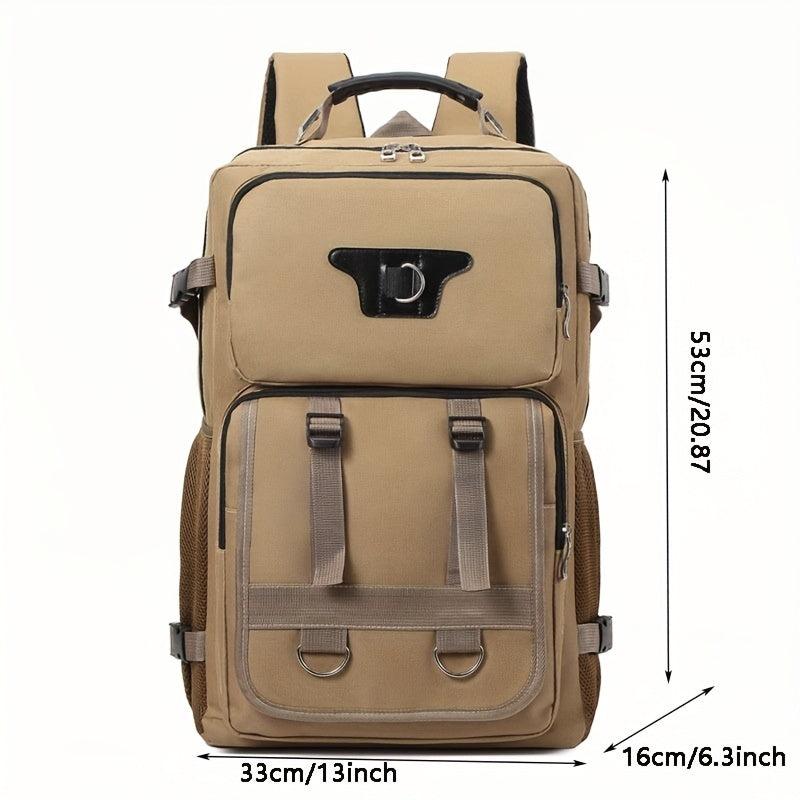 Men's Functional Canvas Backpack Large Capacity Outdoor Travel Backpack