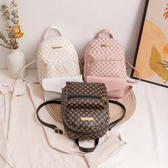 Geometric Pattern Zipper Backpack Set with Handbag and Coin Purse