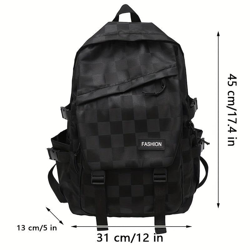 Large Capacity Checkerboard Backpack All-match Schoolbag