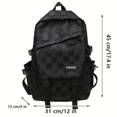 Large Capacity Checkerboard Backpack All-match Schoolbag