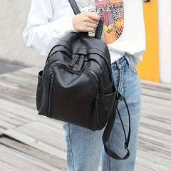 Small PU Leather Backpack for College Student, Commuter, Women's Bag