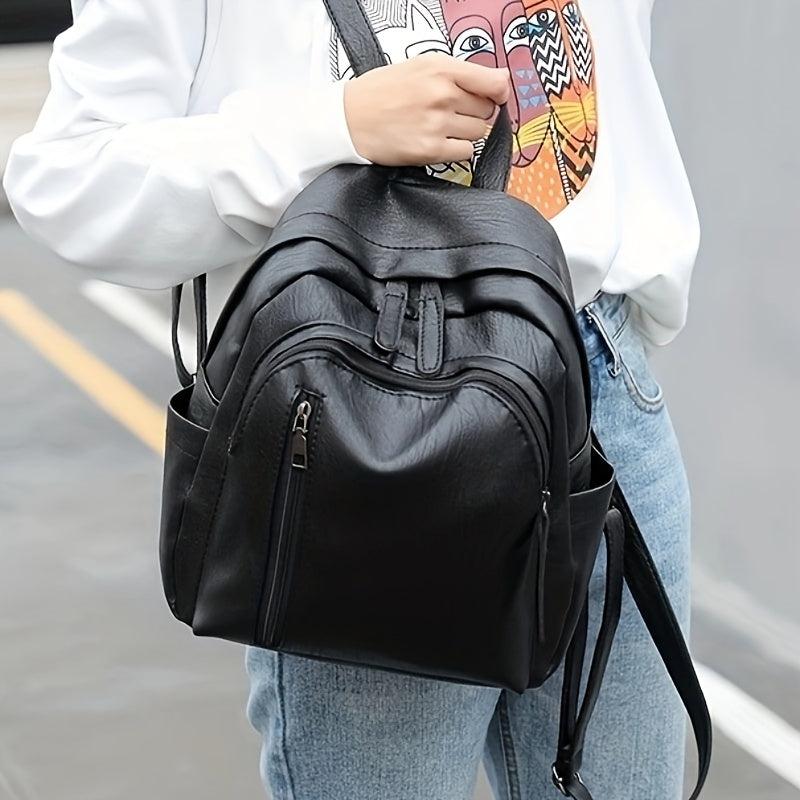 Small PU Leather Backpack for College Student, Commuter, Women's Bag