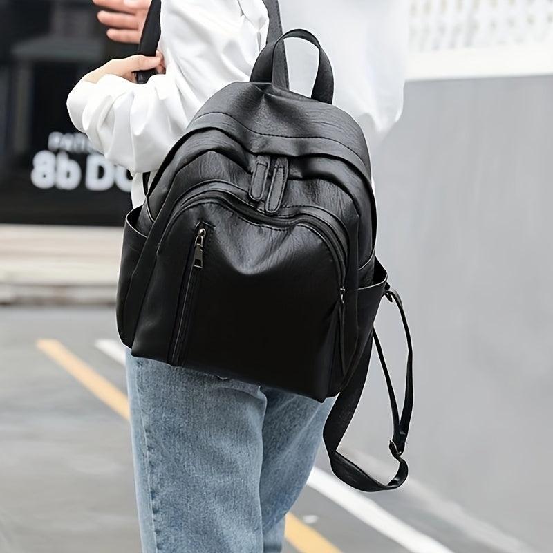 Small PU Leather Backpack for College Student, Commuter, Women's Bag