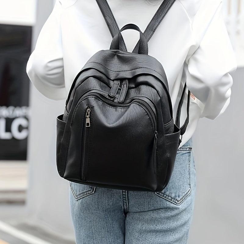 Small PU Leather Backpack for College Student, Commuter, Women's Bag