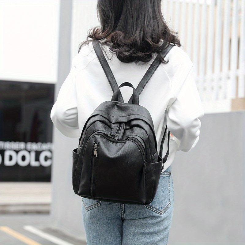Small PU Leather Backpack for College Student, Commuter, Women's Bag