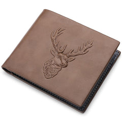 Men's Deer Head Print PU Leather Wallet Card Holder