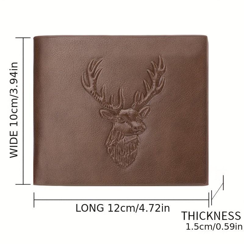Men's Deer Head Print PU Leather Wallet Card Holder