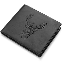 Men's Deer Head Print PU Leather Wallet Card Holder