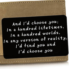 Engraved I Love You Wallet Card Insert Groom Gift Anniversary Boyfriend