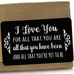 Engraved I Love You Wallet Card Insert Groom Gift Anniversary Boyfriend