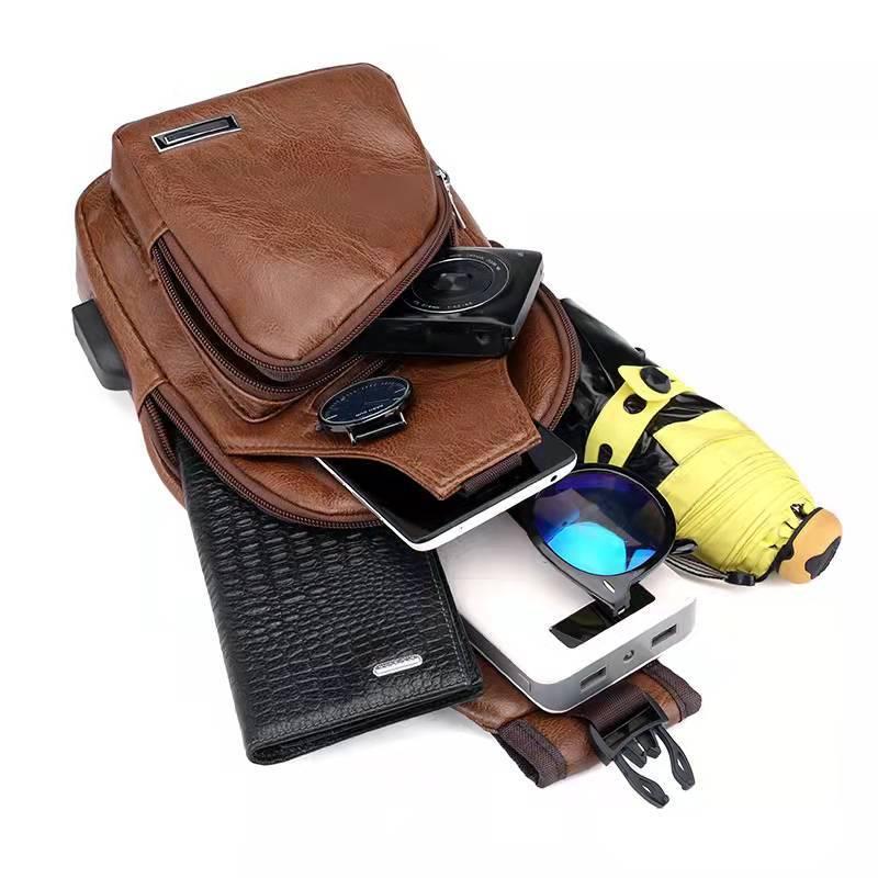 Casual Chest Bag With USB Charging & Headset Hole