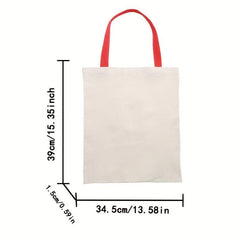 Snowman Pattern Canvas Shoulder Bag Eco Friendly Shopping Tote