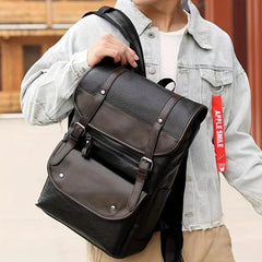 Vintage Large Capacity PU Leather Shoulder Bag Backpack Waterproof