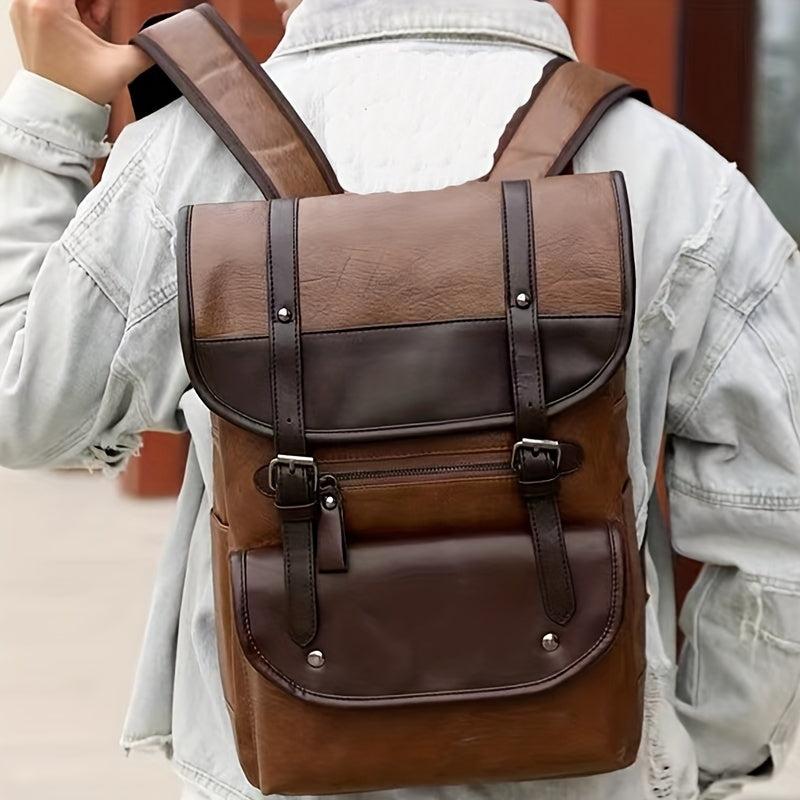 Vintage Large Capacity PU Leather Shoulder Bag Backpack Waterproof