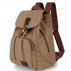 Retro Girls Canvas Backpack Students School Bag Solid Bag