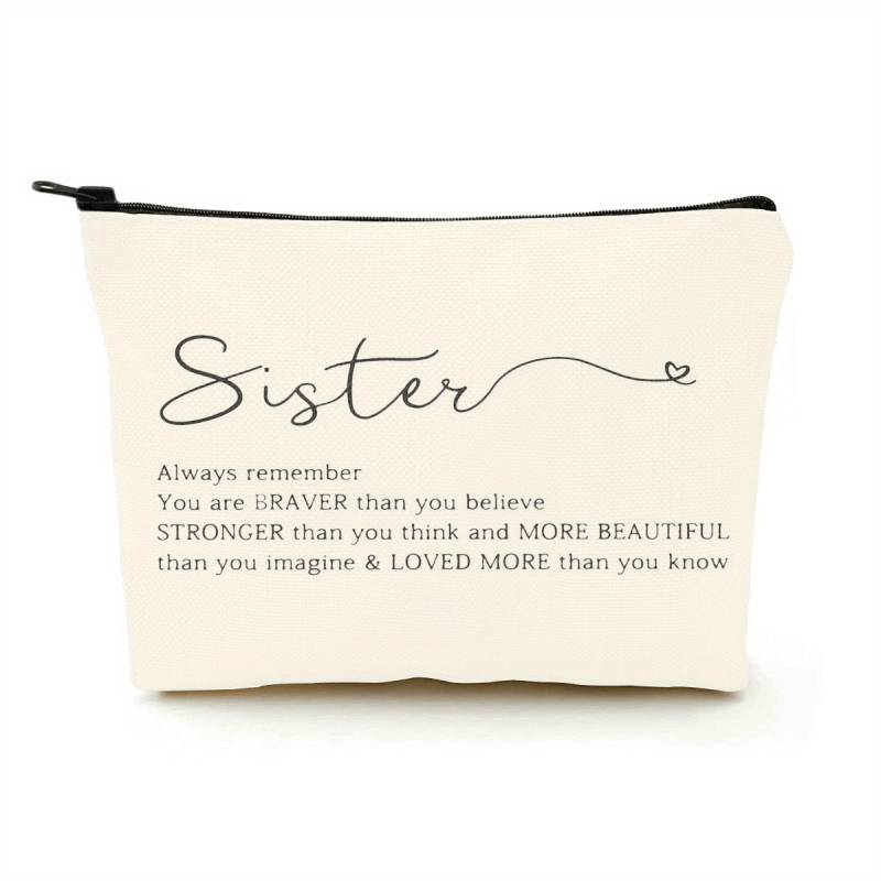 Letter Pattern Cosmetic Bag Beige Stationary Makeup Wash Toiletry Bag