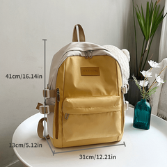 Contrast Backpack Yellow Double Shoulder Bag Large Capacity Schoolbag