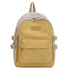 Contrast Backpack Yellow Double Shoulder Bag Large Capacity Schoolbag