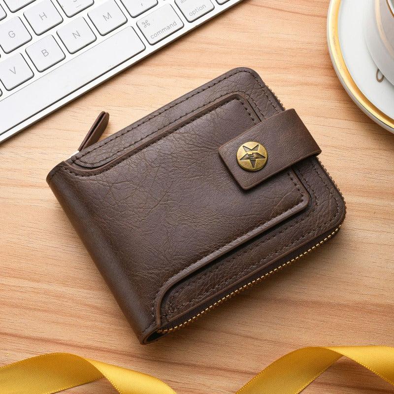 Men's Leather Zipper Wallet Card Holder Coin Purse
