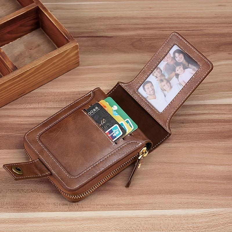 Men's Leather Zipper Wallet Card Holder Coin Purse