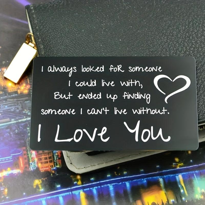 I Love You Engraved Wallet Insert Card Romantic Gift