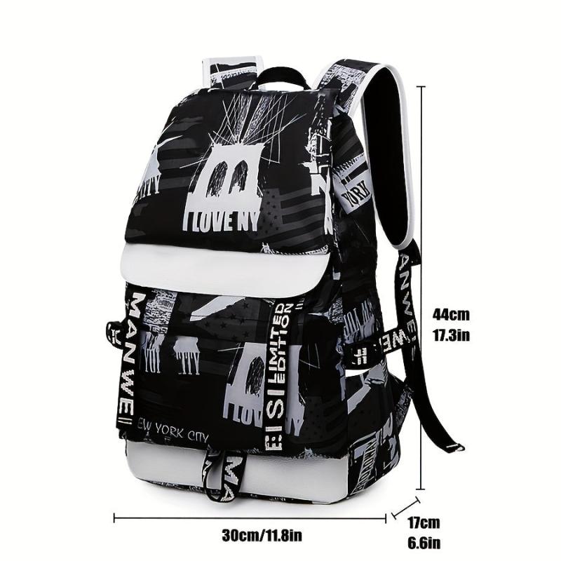 Men's Graffiti Backpack Large Capacity Casual Backpack Laptop Backpack