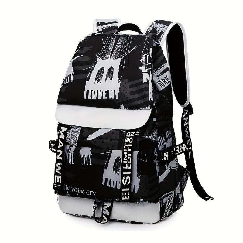 Men's Graffiti Backpack Large Capacity Casual Backpack Laptop Backpack