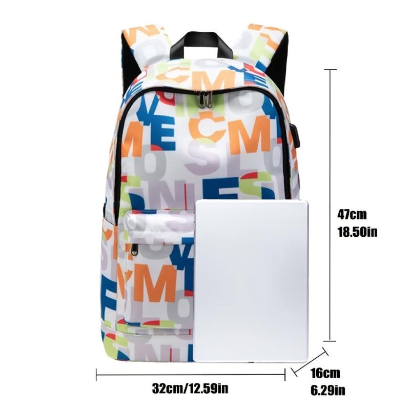 Harajuku Style USB Backpack for School College