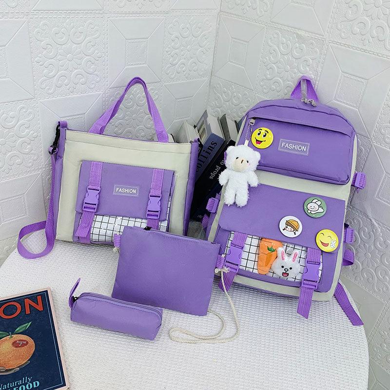4pcs Backpack Crossbody Bag Handbag And Pen Bag Set Student Schoolbag