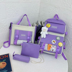4pcs Backpack Crossbody Bag Handbag And Pen Bag Set Student Schoolbag