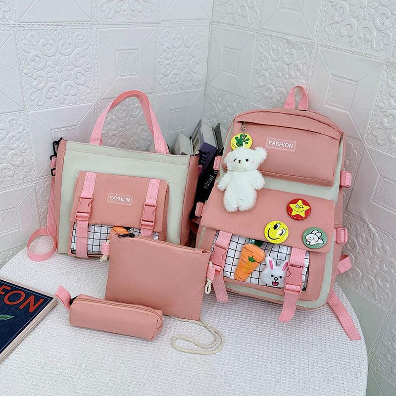 4pcs Backpack Crossbody Bag Handbag And Pen Bag Set Student Schoolbag
