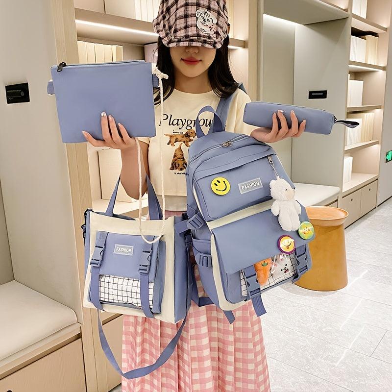 4pcs Backpack Crossbody Bag Handbag And Pen Bag Set Student Schoolbag