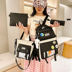 4pcs Backpack Crossbody Bag Handbag And Pen Bag Set Student Schoolbag