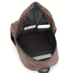 Windmill Print PU Outdoor Travel Casual Backpack