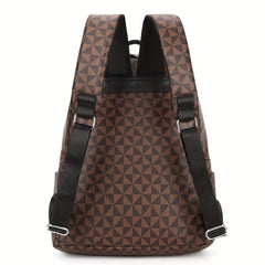 Windmill Print PU Outdoor Travel Casual Backpack