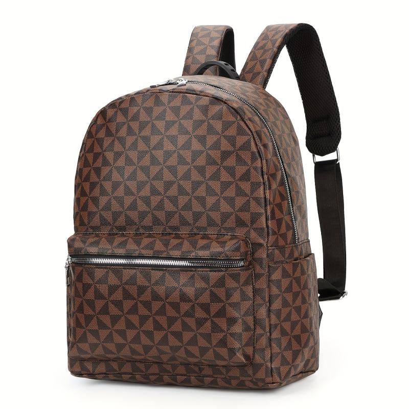 Windmill Print PU Outdoor Travel Casual Backpack