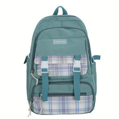 Large Capacity Plaid Student Backpack for Women Men