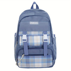 Large Capacity Plaid Student Backpack for Women Men