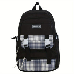 Large Capacity Plaid Student Backpack for Women Men