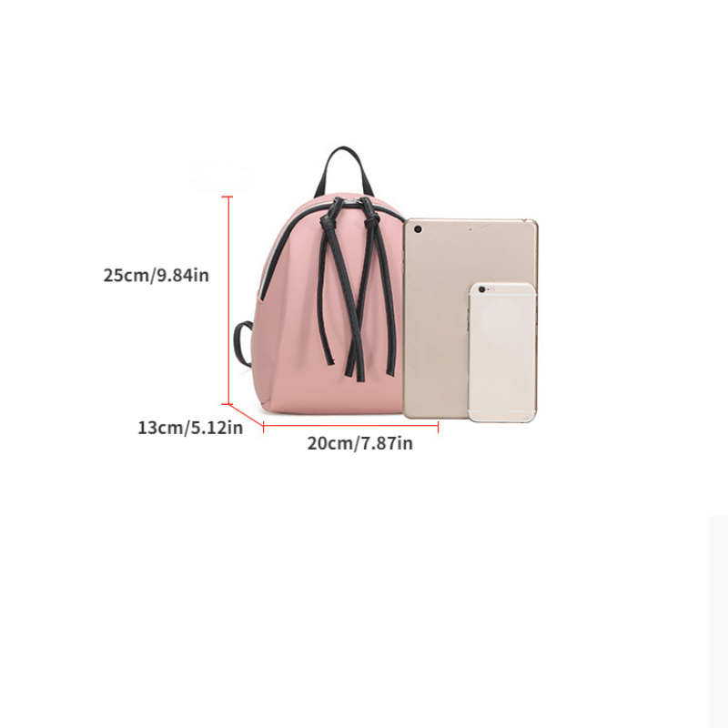 Vintage PU Leather Bag Casual Backpack Double Zipper Phone Bag