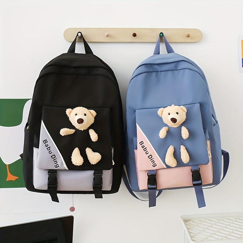 4pcs Compartment Backpack Set Crossbody Bag Handbag Pencil Bag Large Capacity
