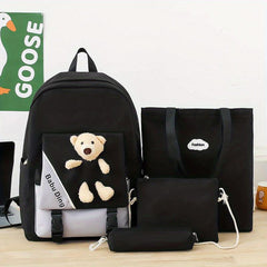 4pcs Compartment Backpack Set Crossbody Bag Handbag Pencil Bag Large Capacity