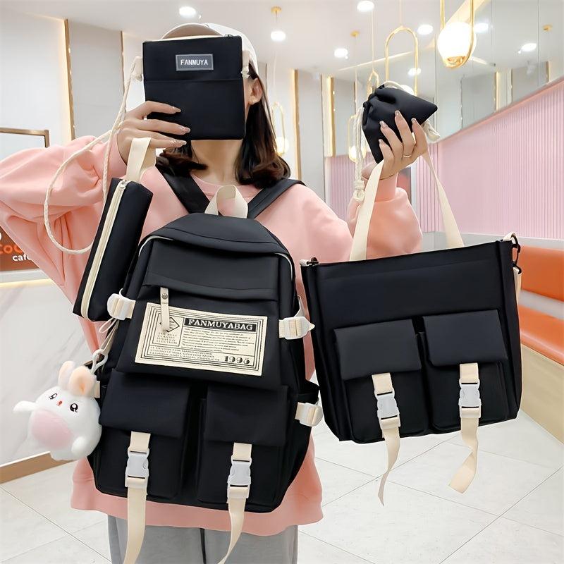 5pc Set All match Large Capacity Oxford Cloth Backpack