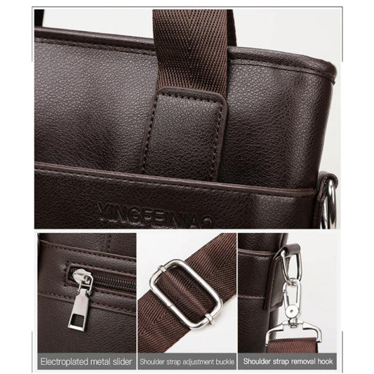 Men PU Leather Crossbody Bag Brown Business Messenger Bag