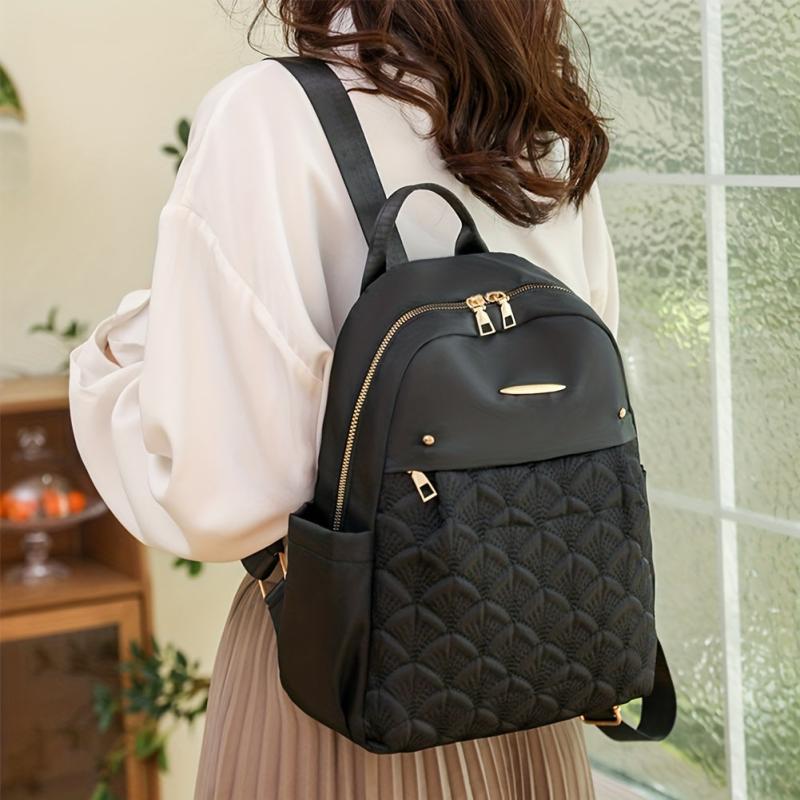 Large Capacity Quilted Nylon Backpack for Travel