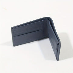 Men's Leather Short Wallet Thin Lychee Pattern Money Clip