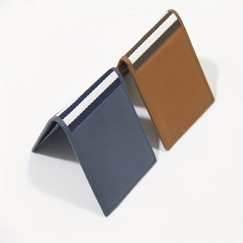 Men's Leather Short Wallet Thin Lychee Pattern Money Clip
