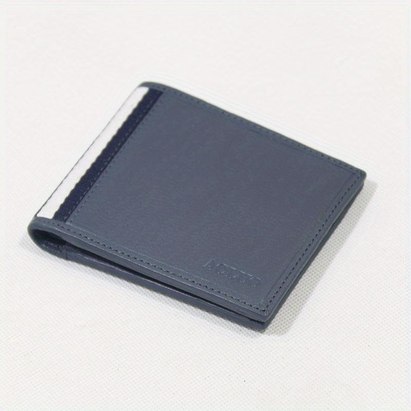 Men's Leather Short Wallet Thin Lychee Pattern Money Clip