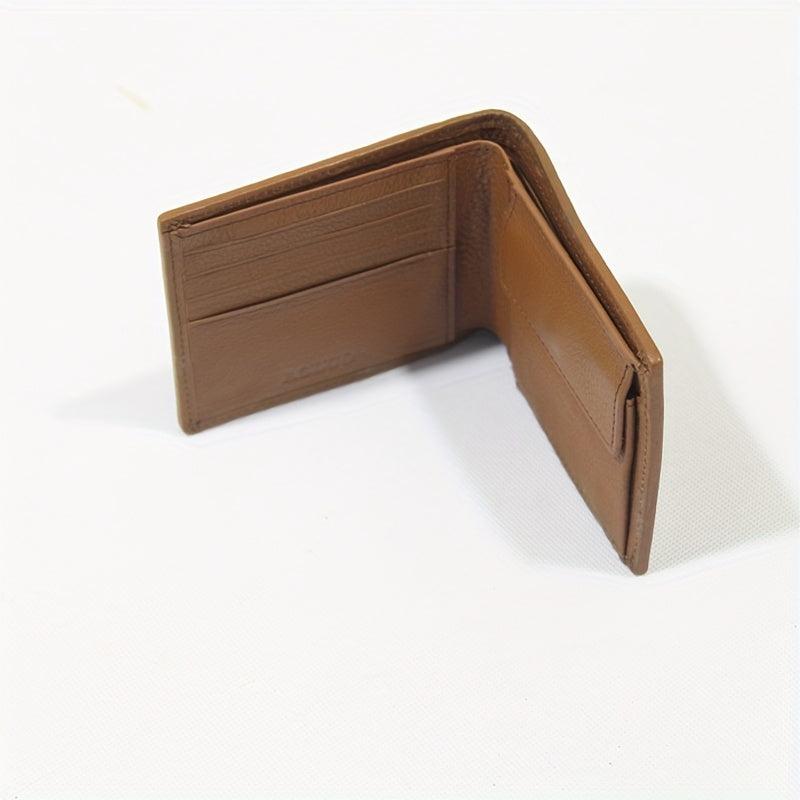 Men's Leather Short Wallet Thin Lychee Pattern Money Clip
